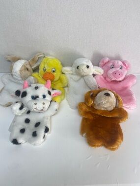 Farm Friends Set of 6 Plush Hand Puppets Storytime Animals Imaginative Play Fun